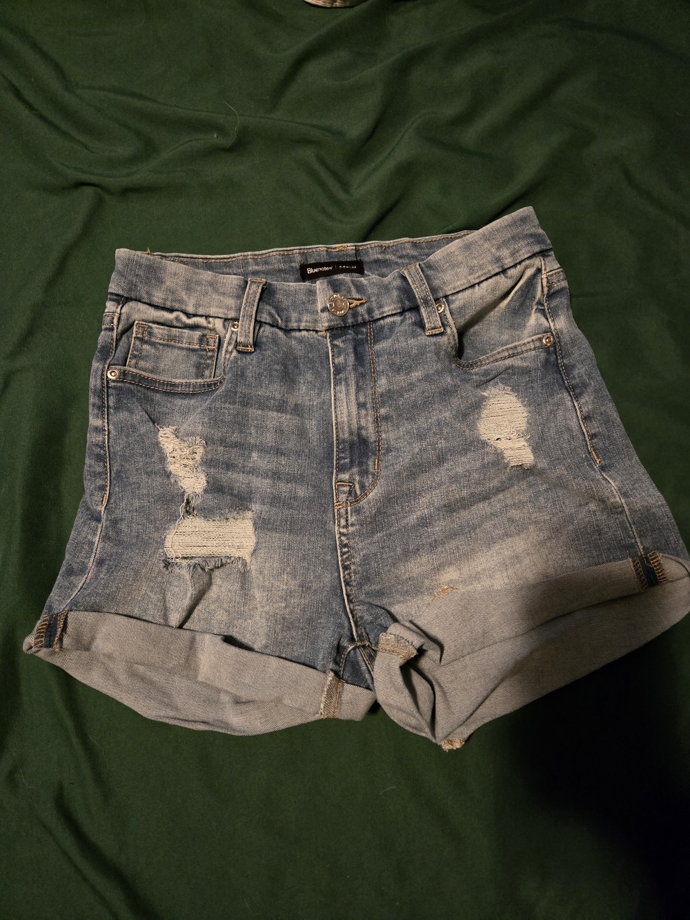 Bluenotes Size 6 High Waisted Distressed Denim Shorts Cuffed Hem